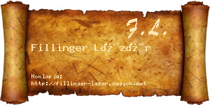 Fillinger Lázár névjegykártya